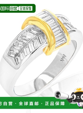 自营 vir jewels1.10 克拉长方形钻石结婚戒指 14K 黄金和白金通