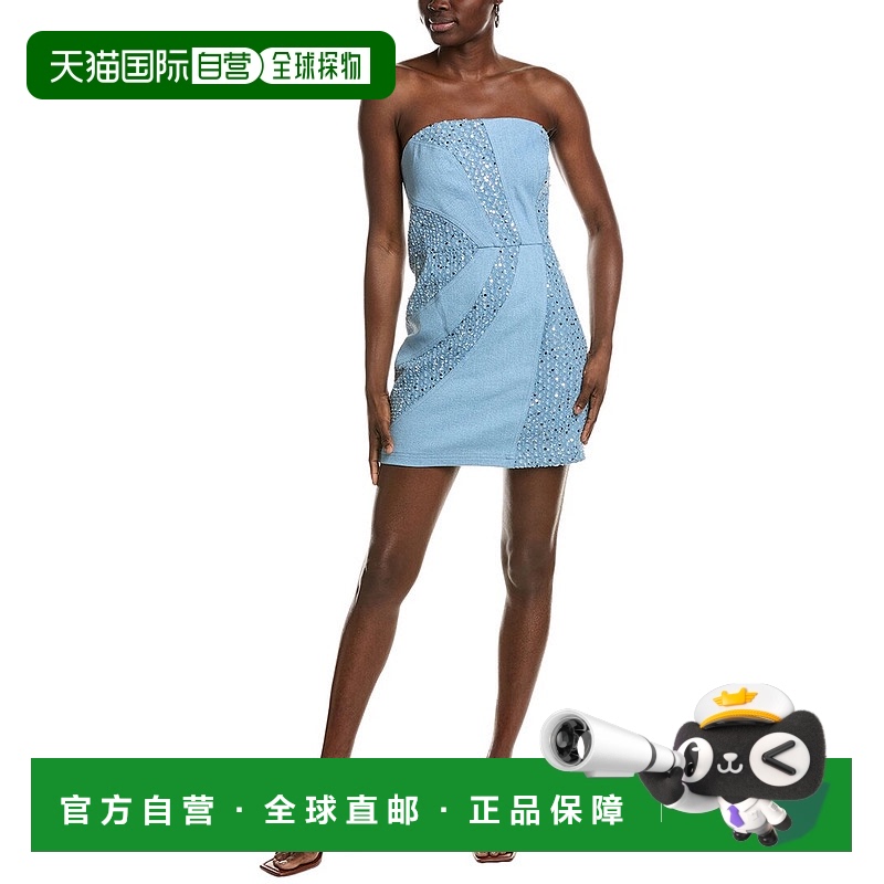 自营 Ramy Brook Elma迷你连衣裙-蓝色 美国奥莱直发包臀裙