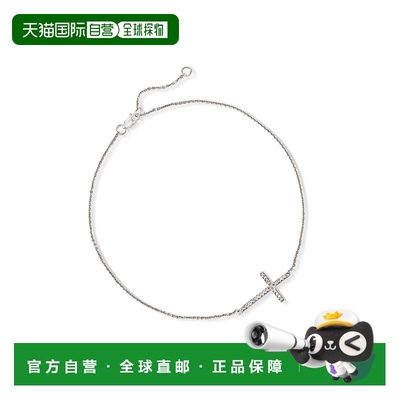 自营 Ross-Simons 14kt 白金侧向交叉脚链配钻石口音 美国奥莱直