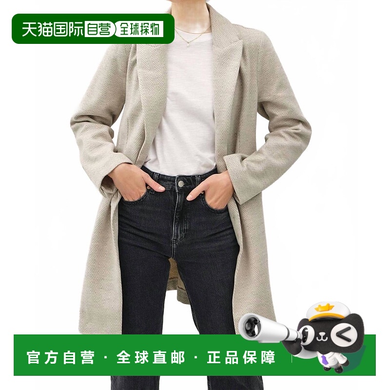 自营be coolLight Chevron Pattern Double Button Coat In Earth
