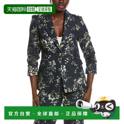 自营Elie Tahari Gabby Burnout牛仔夹克-蓝色 美国奥莱直发