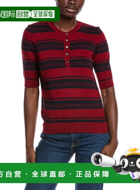 自营 minnie rose米妮玫瑰羊绒混纺亨利毛衣-红色 美国奥莱直发