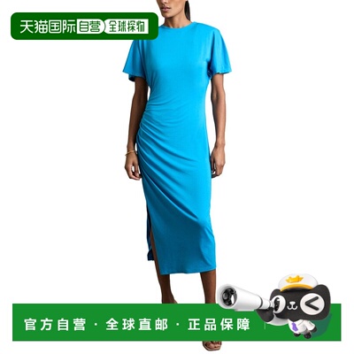 自营Reiss Tulia Side Ruched Midi Dress - bright blue 美国奥