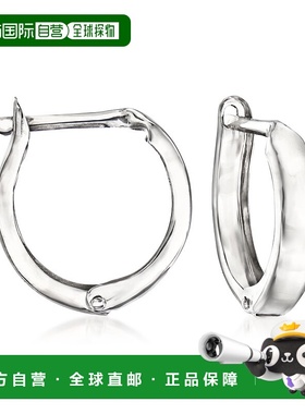 自营 Ross-Simons 14kt 白金 Huggie Hoop 耳环 - 白色 美国奥莱