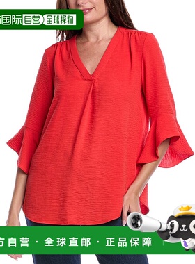 自营 Jones New York Y-Neck Blouse - Red 上衣美国直发奥莱