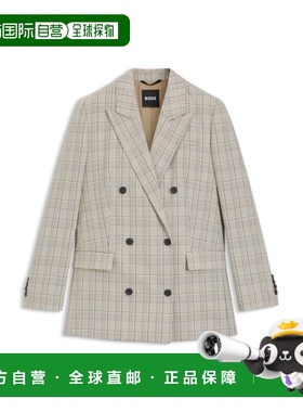 自营bossChecked regular-fit blazer in stretch wool - pattern