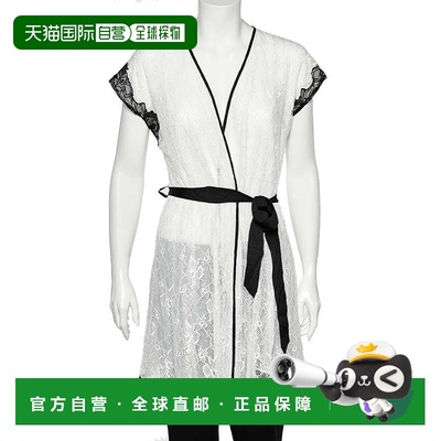 自营Oscar De La Renta Monochrome Lace Nightwear Wrap Dress -