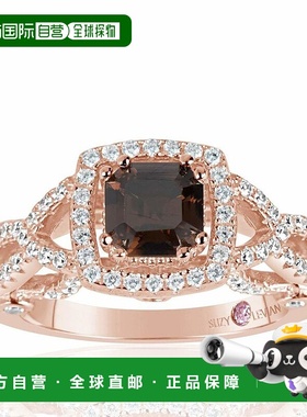 自营 Suzy Levian Rose 纯银 Asscher 切割棕色和白色立方氧化锆