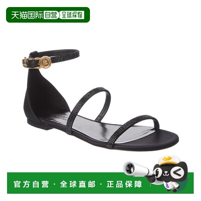 自营Versace Safety Pin Satin Sandal - black 美国奥莱直发凉鞋