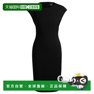 自营boss修身剪裁初剪羊毛短袖连衣裙 - 黑色 美国奥莱直发包臀裙