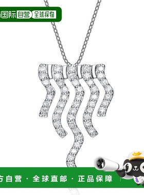 自营 GENEVIVE 纯银立方氧化锆之字形项链 - 银白色 美国奥莱直发