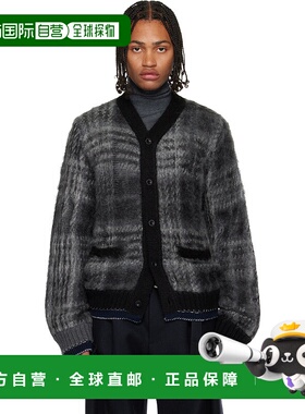 1h可退 香港直邮潮奢 Sacai 男士 灰色 Plaid Mohair Knit 开衫 2