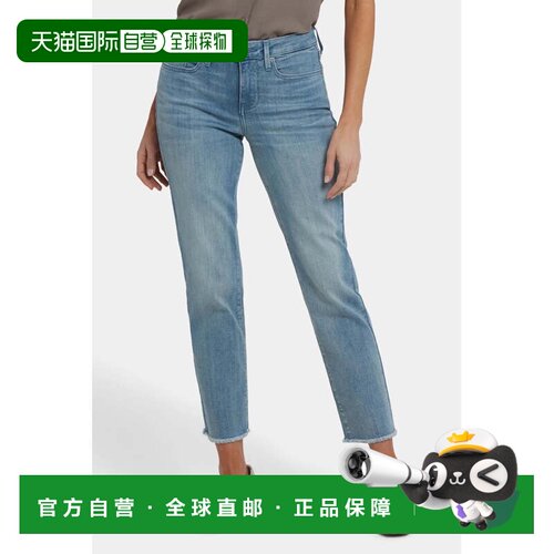 自营NYDJ Sheri修身九分牛仔裤女轻天堂牛仔磨边下摆GBO3878-蓝色