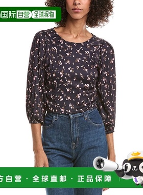 自营saltwater luxe盐水奢华上衣-黑色 美国奥莱直发女装泡泡袖