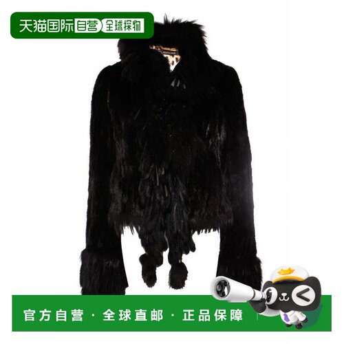 自营Roberto Cavalli, Black mink fur coat - black 美国奥莱直