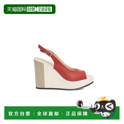 自营 Cerruti 1881小牛皮女式凉鞋-红色 美国奥莱直发新款坡跟