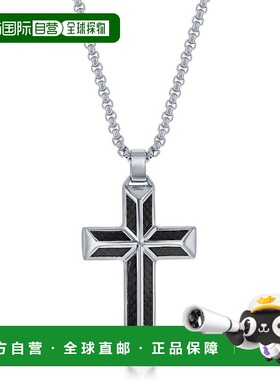 自营blackjack不锈钢黑色碳纤维十字架项链 黑色 美国奥莱直发