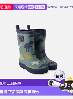 自营deux par deuxRain Boots in Natural Rubber Green Dinosaur