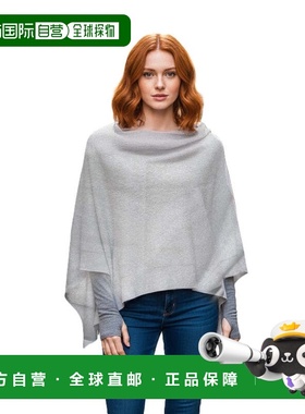 自营in2Cashmere Poncho with Textured Border - mist grey 美国
