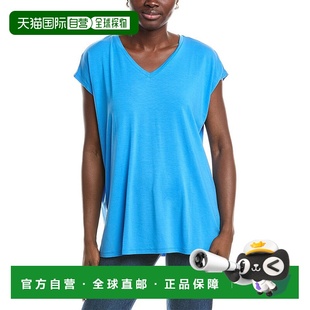 eileen 美国奥莱直发女装 fisher艾琳 蓝色 费舍尔Boxy上衣 自营