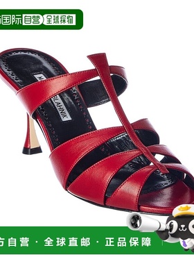 自营Manolo Blahnik Nooramu 70 皮革凉鞋 - 红色 美国奥莱直发