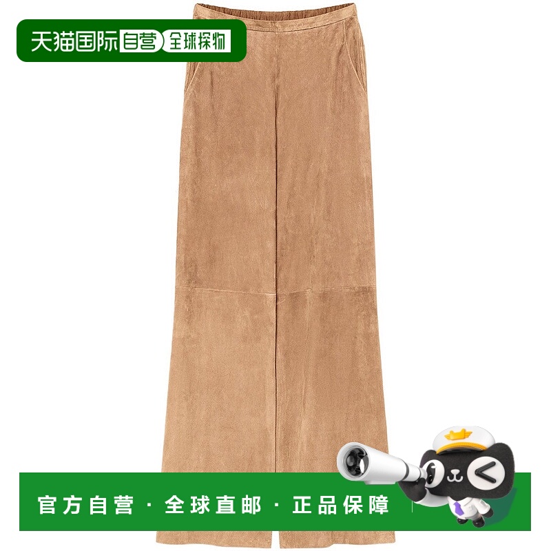 自营 forte forte浅绒面阔腿长裤，高腰，缝线细节-棕色 美国奥莱