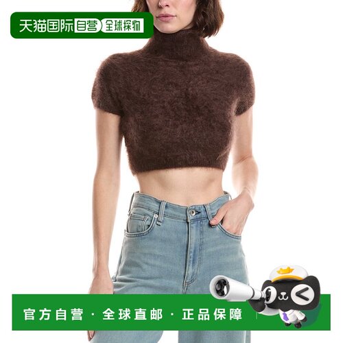 自营FRAME Denim The Teddy高领羊绒毛衣-棕色 美国奥莱直发