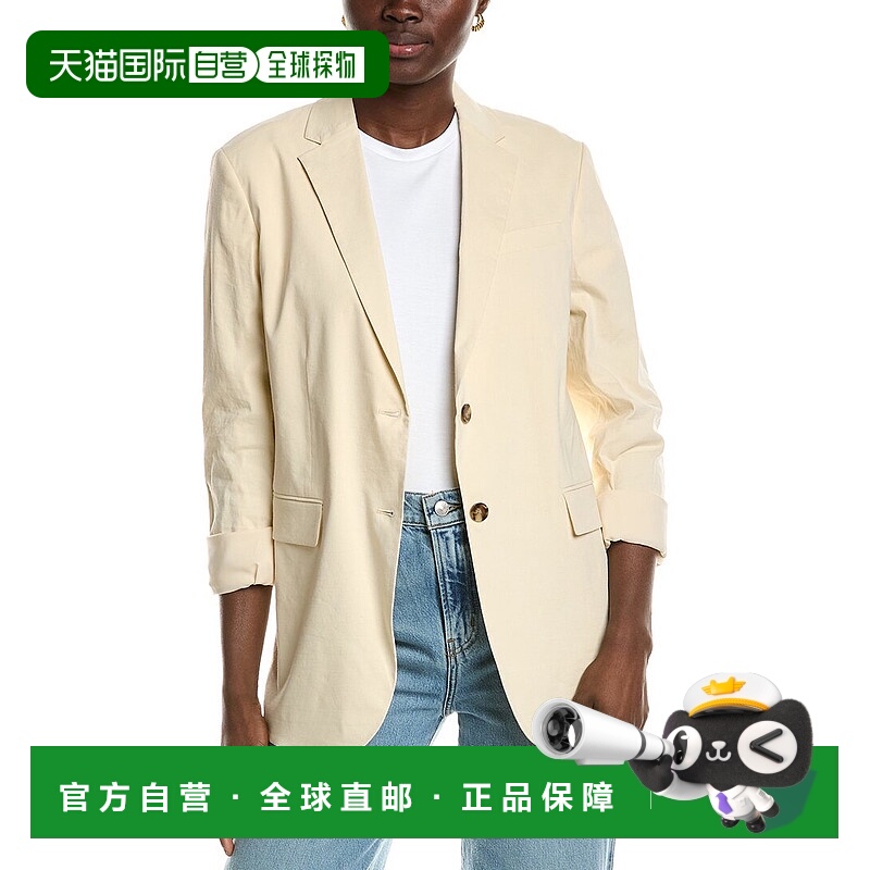 自营 Theory Rolled Sleeve BF Linen-Blend Jacket - multi 美国