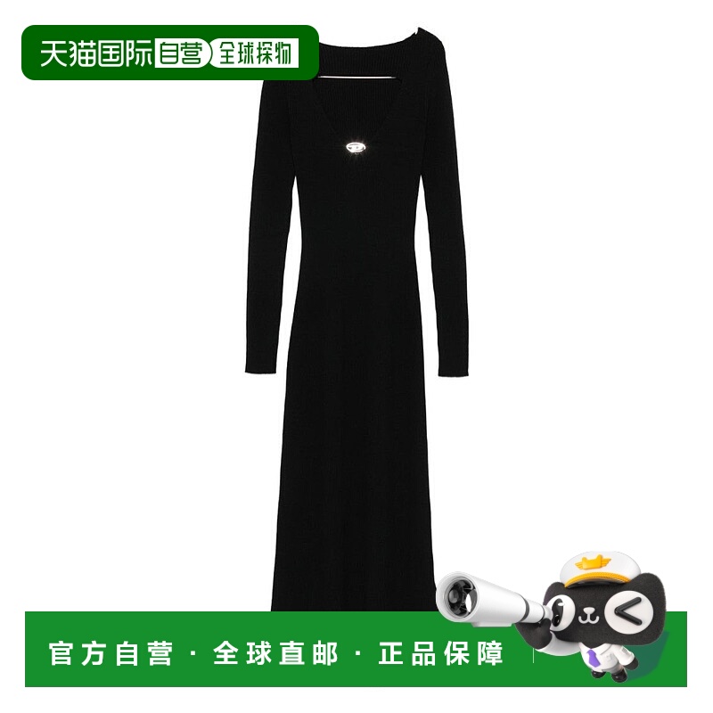 自营dieselLong Black Wool Dress - black 美国奥莱直发