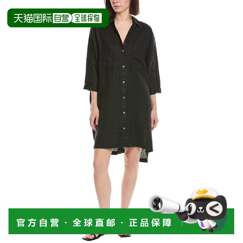 自营James Perse口袋秋千亚麻连衣裙-黑色 美国奥莱直发
