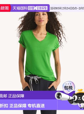 自营Nautica Sustainably Crafted V-Neck Deck T-Shirt - aquati