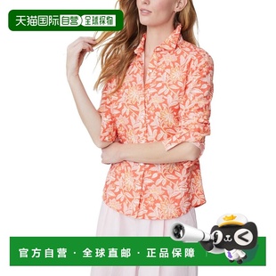 自营J.McLaughlin Lois Linen-Blend Blouse - red 美国奥莱直发