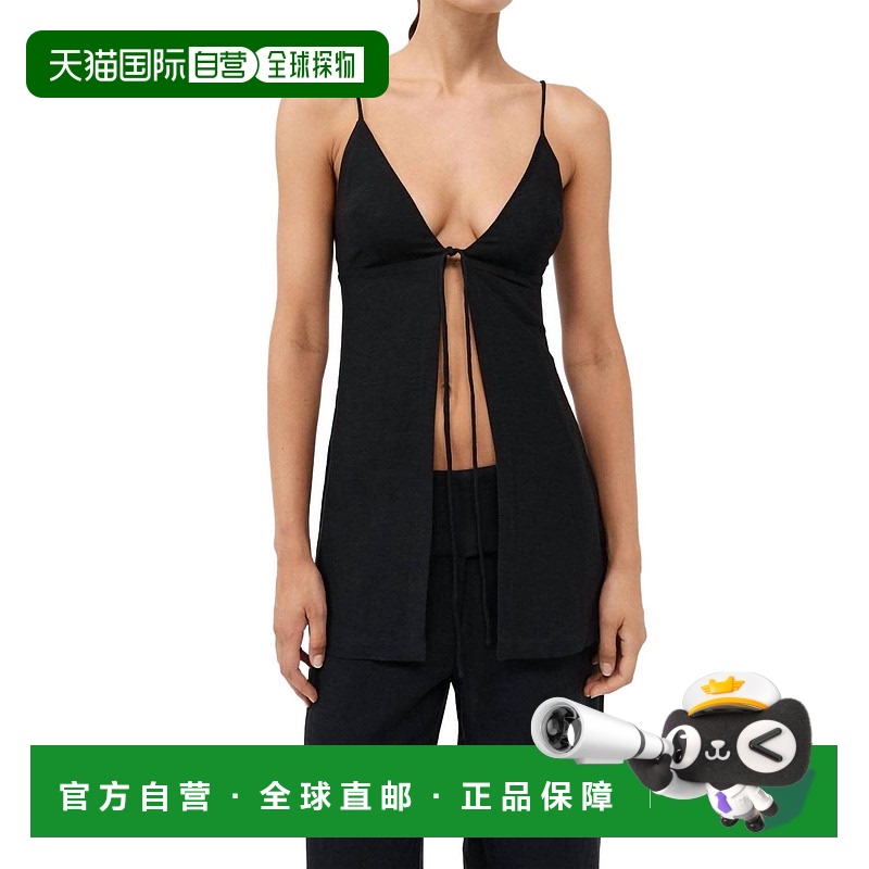 自营 st. agni黑色前系带上衣-黑色 美国奥莱直发性感露背吊带