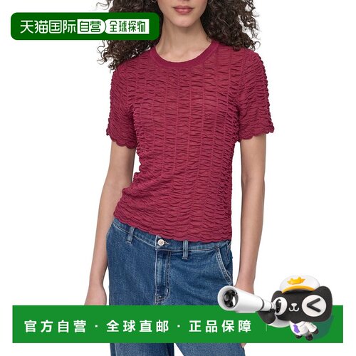 自营DKNY Superfine Texture Top - red 美国奥莱直发