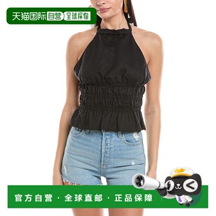 黑色 自营 Smoked吊带亚麻混纺上衣 Air 美国奥莱直发 Onia