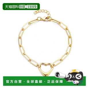自营adornia14k镀金回形针链状心形手镯-金色 美国奥莱直发
