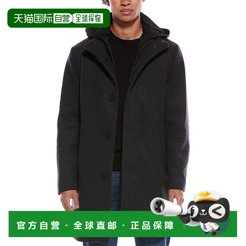 自营Kenneth Cole Wool-Blend Melton Coat - gray 美国奥莱直发