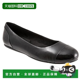 10.5黑色軟納帕專利平底鞋 softwalk柔步索諾瑪帽趾芭蕾女式 自營