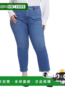 自营 NYDJ Plus Relaxed Rockford 九分方形牛仔裤 - 蓝色 美国奥