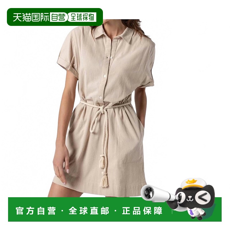 自营lilla p亚麻半格子衬衫连衣裙 美国奥莱直发