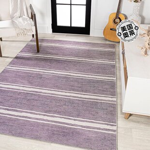 jonathan y Bande 仿旧 Ticking Stripe 可机洗薰衣草色/象牙色地