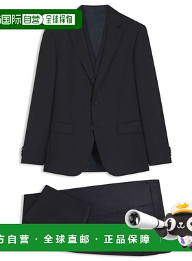 自营bossThree-piece slim-fit suit in patterned virgin wool -