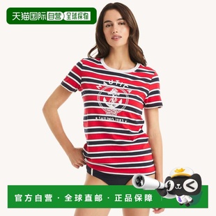 自营Nautica Sailing 1983 Striped Graphic T-Shirt - bright re