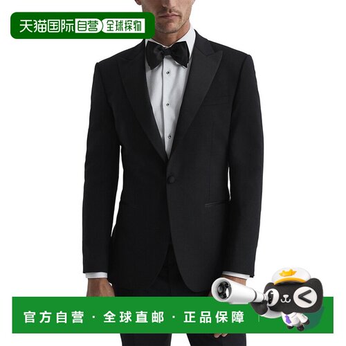 自营Reiss Poker Wool-Blend Formal Jacket - black 美国奥莱直