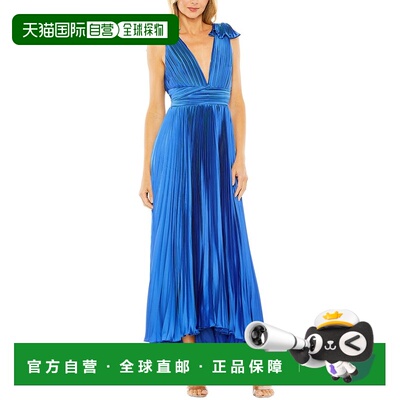 自营Mac Duggal Ruffle Top Sleeveless V Neck Pleated Gown - c