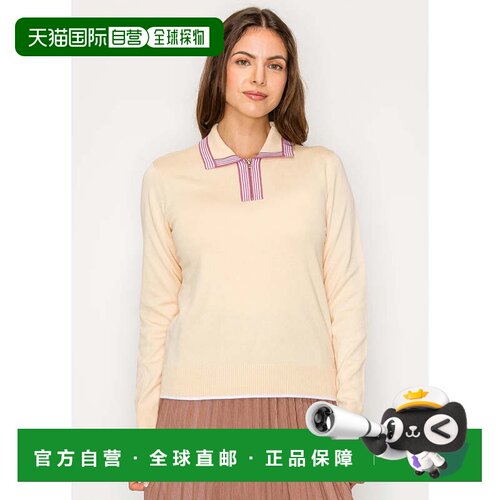 自营yal new yorkSoft Beige Zip-Neck Knit Sweater - beige 美