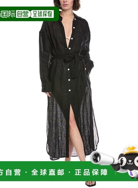 自营Vitamin A Playa Linen Maxi Dress - black 美国奥莱直发