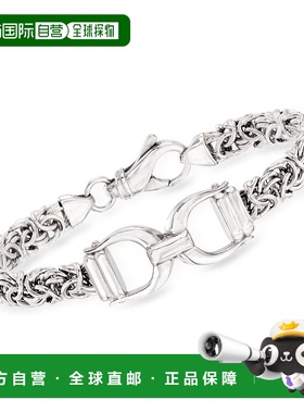 自营 Ross-Simons 意大利纯银拜占庭式手链配马钻头 美国奥莱直发