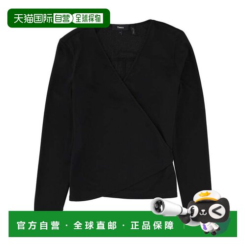 自营theoryLace-Up Wrap Back Tie Blouse - black 美国奥莱直发