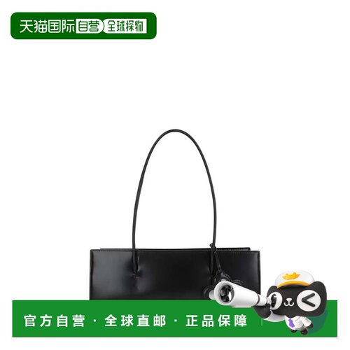 自营marc jacobs黑色金属刻字皮革肩包-黑色 美国奥莱直发斜挎包
